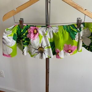 Tara Grinna Off-Shoulder Floral Swimsuit Top in Lime Green and Pink